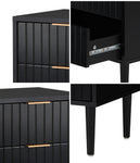 Black Bedside Table 2 Drawers Metal Handle | HomeAndLiving