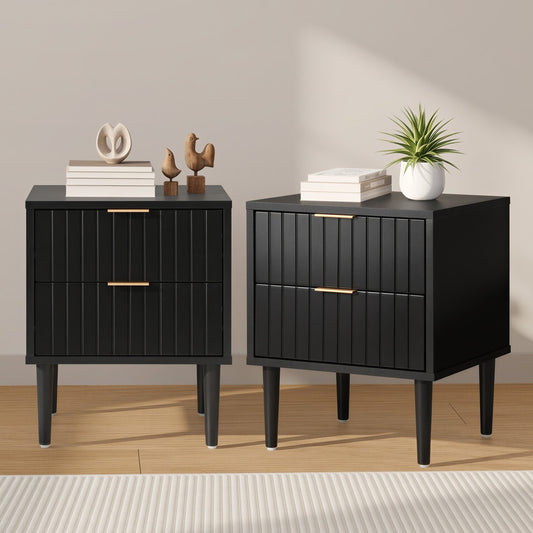 Black Bedside Tables Set of 2 Drawers | HomeAndLiving - 5