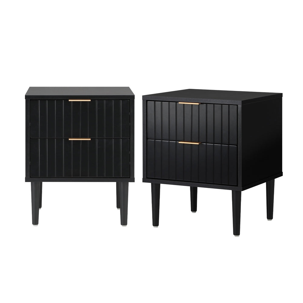 Black Bedside Tables Set of 2 Drawers | HomeAndLiving