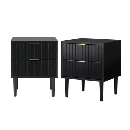 Black Bedside Tables Set of 2 Drawers | HomeAndLiving