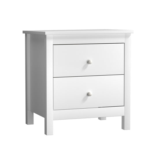 Bedside Table Side End Table 2 Drawers White