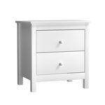 Bedside Table Side End Table 2 Drawers White