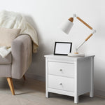 Bedside Table Side End Table 2 Drawers White