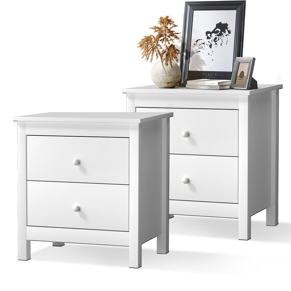  Bedside Tables Set of 2 Nightstand Side Table Black/White