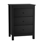 Bedside Table 3 Drawers Hamptons Furniture Black/White