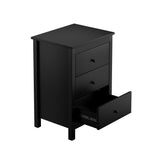 Bedside Table 3 Drawers Hamptons Furniture Black/White