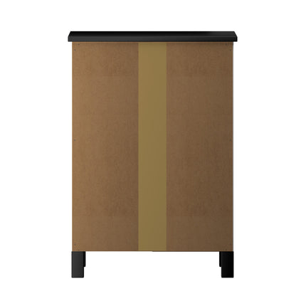 Bedside Table 3 Drawers Hamptons Furniture Black/White