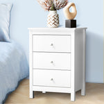 Bedside Table 3 Drawers Hamptons Furniture Black/White