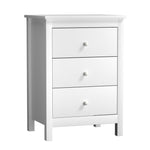 Bedside Table 3 Drawers Hamptons Furniture Black/White