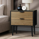 Bedside Table 2 Drawers - Black