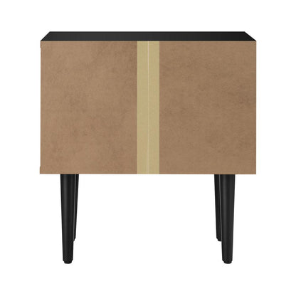 Bedside Table 2 Drawers Side Table Bedroom Furniture Storage Unit Black