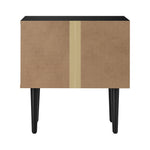 2PCS Bedside Table 2 Drawers Black&Wooden