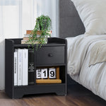 Modern Nightstand with Drawer and Storage for Home Bedroom