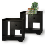 Bedside Tables Set of 2 Nightstand Shelf Black/Natural/White