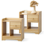 Bedside Tables Set of 2 Nightstand Shelf Black/Natural/White