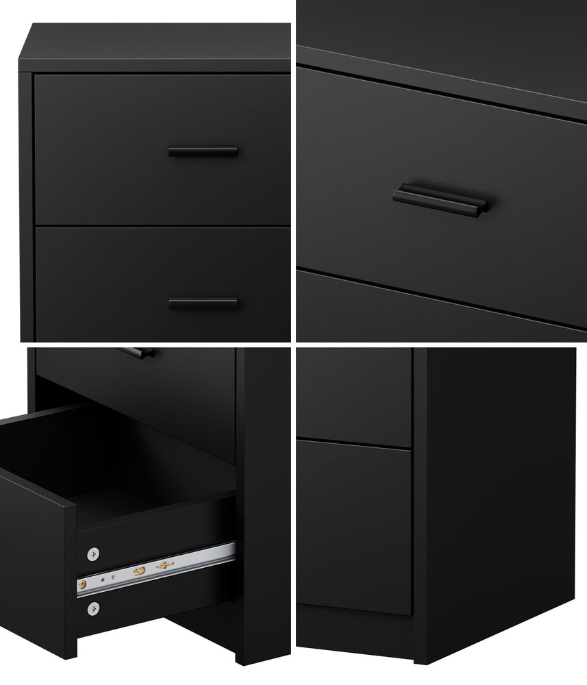 1& 2x Bedside Tables 3 Drawer Nightstands Bedroom Storage Cabinets Black