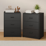 1& 2x Bedside Tables 3 Drawer Nightstands Bedroom Storage Cabinets Black