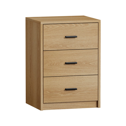 Bedside Table With 3 Drawers Bedroom Nightstand Storage Cabinet Natural/Walnut