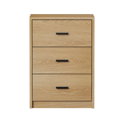 Set of 2 Bedside Table With 3 Drawers Bedroom Nightstand Storage Cabinet Natural/White/Walnut Wood