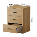 Set of 2 Bedside Table With 3 Drawers Bedroom Nightstand Storage Cabinet Natural/White/Walnut Wood