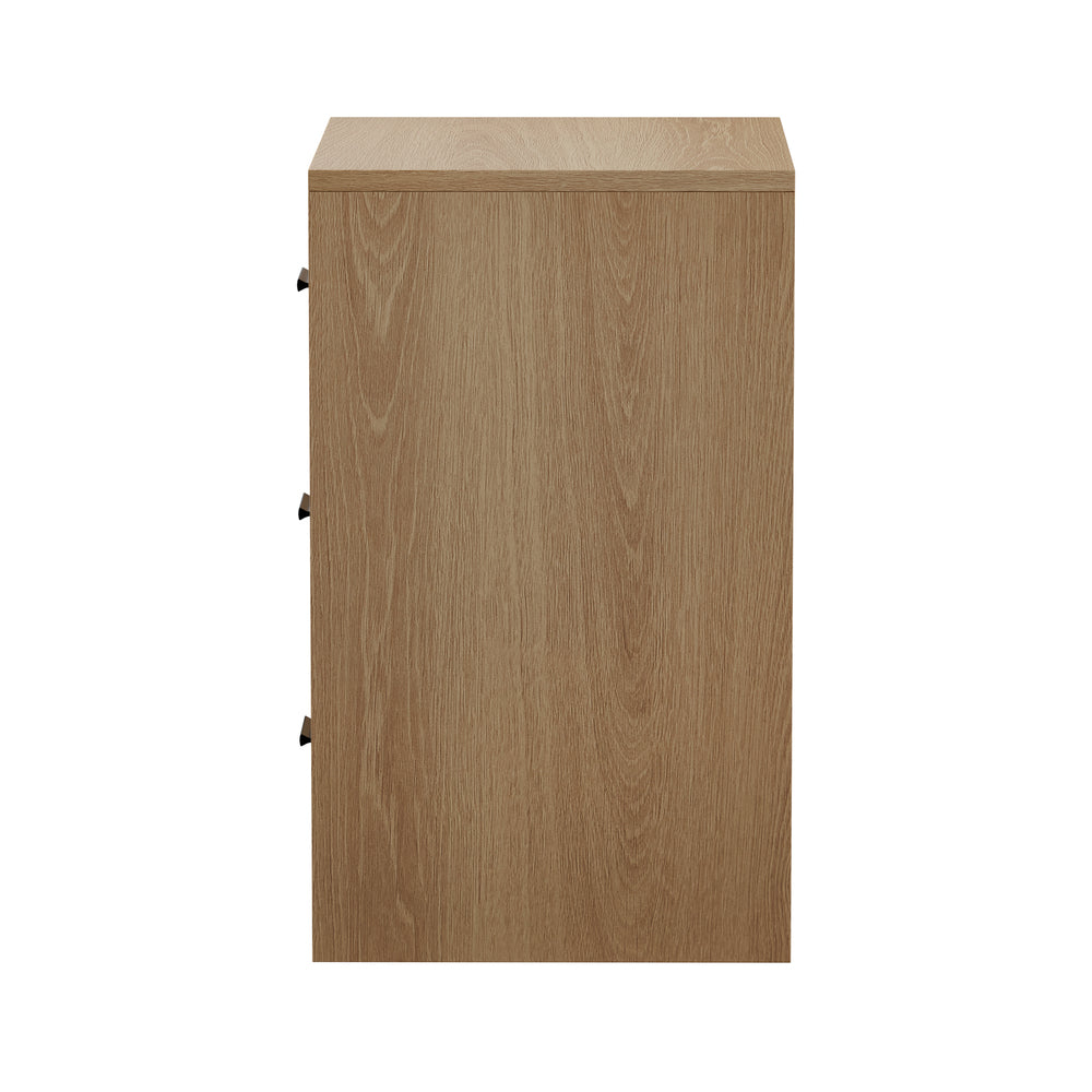 Set of 2 Bedside Table With 3 Drawers Bedroom Nightstand Storage Cabinet Natural/White/Walnut Wood