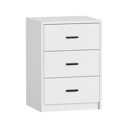 Modern Bedside Table 3 Drawer Nightstand White Particle Board Storage