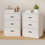Set of 2 Bedside Table With 3 Drawers Bedroom Nightstand Storage Cabinet Natural/White/Walnut Wood