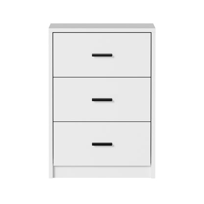 Set of 2 Bedside Table With 3 Drawers Bedroom Nightstand Storage Cabinet Natural/White/Walnut Wood