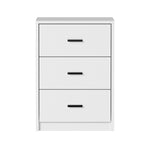 Set of 2 Bedside Table With 3 Drawers Bedroom Nightstand Storage Cabinet Natural/White/Walnut Wood
