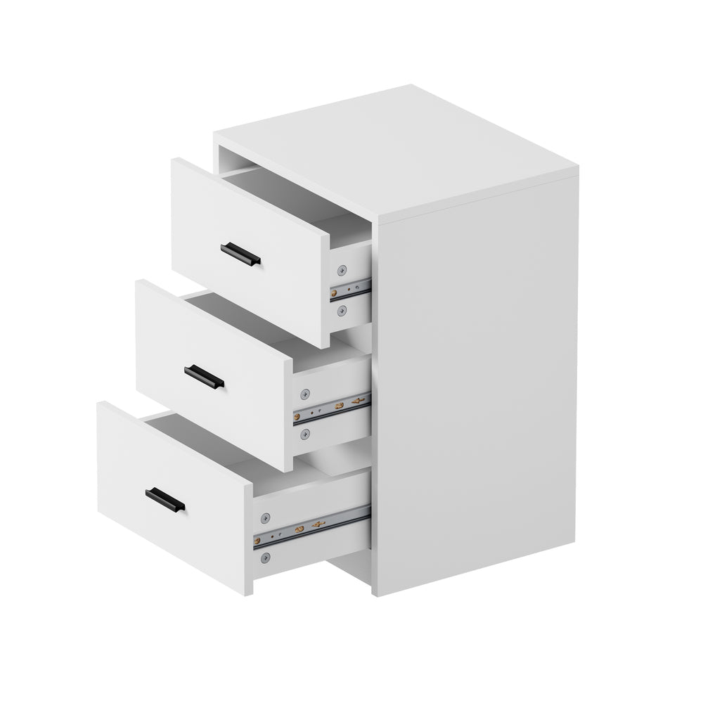 Set of 2 Bedside Table With 3 Drawers Bedroom Nightstand Storage Cabinet Natural/White/Walnut Wood