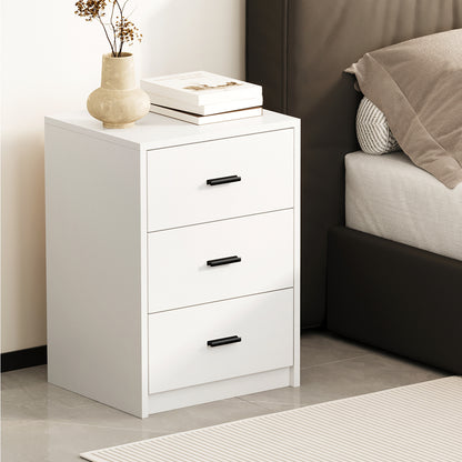 Set of 2 Bedside Table With 3 Drawers Bedroom Nightstand Storage Cabinet Natural/White/Walnut Wood