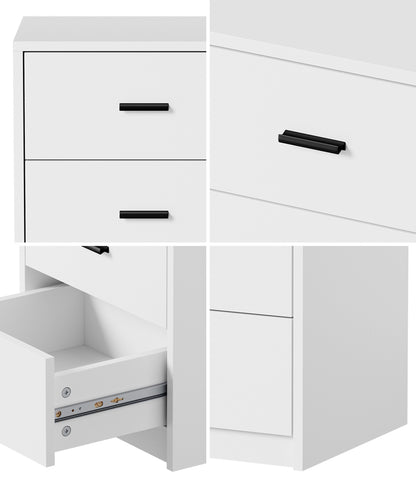 Set of 2 Bedside Table With 3 Drawers Bedroom Nightstand Storage Cabinet Natural/White/Walnut Wood