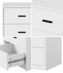 Set of 2 Bedside Table With 3 Drawers Bedroom Nightstand Storage Cabinet Natural/White/Walnut Wood