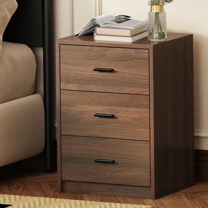 Bedside Table With 3 Drawers Bedroom Nightstand Storage Cabinet Natural/Walnut