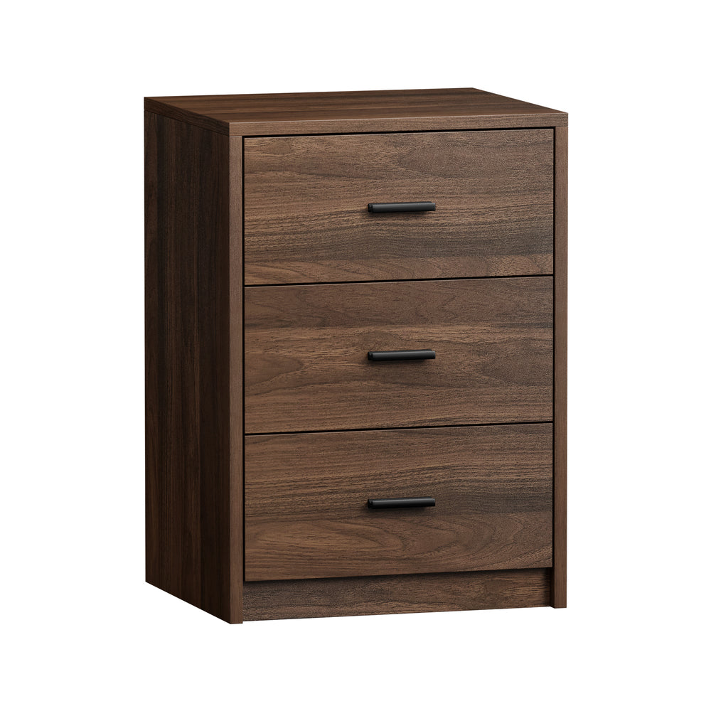 Bedside Table With 3 Drawers Bedroom Nightstand Storage Cabinet Natural/Walnut