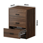 Bedside Table With 3 Drawers Bedroom Nightstand Storage Cabinet Natural/Walnut