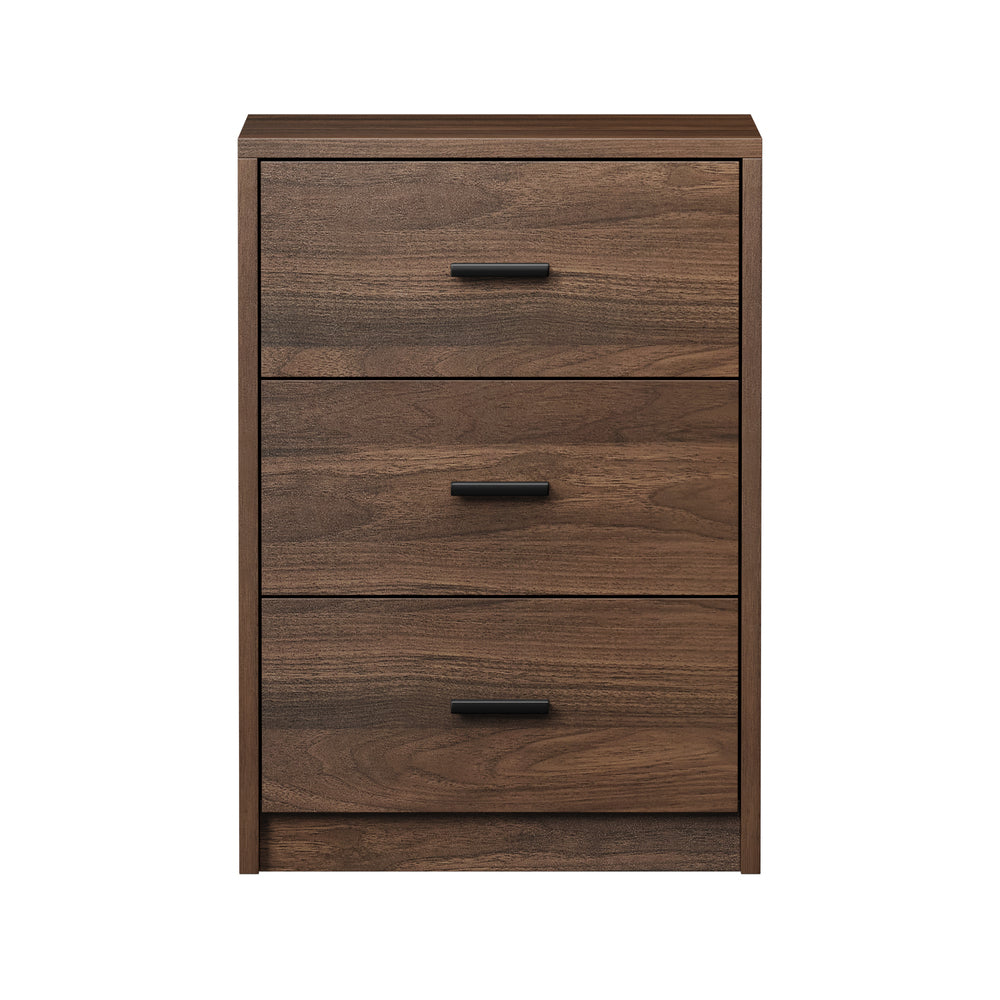 Set of 2 Bedside Table With 3 Drawers Bedroom Nightstand Storage Cabinet Natural/White/Walnut Wood