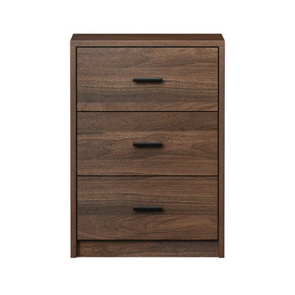 Set of 2 Bedside Table With 3 Drawers Bedroom Nightstand Storage Cabinet Natural/White/Walnut Wood