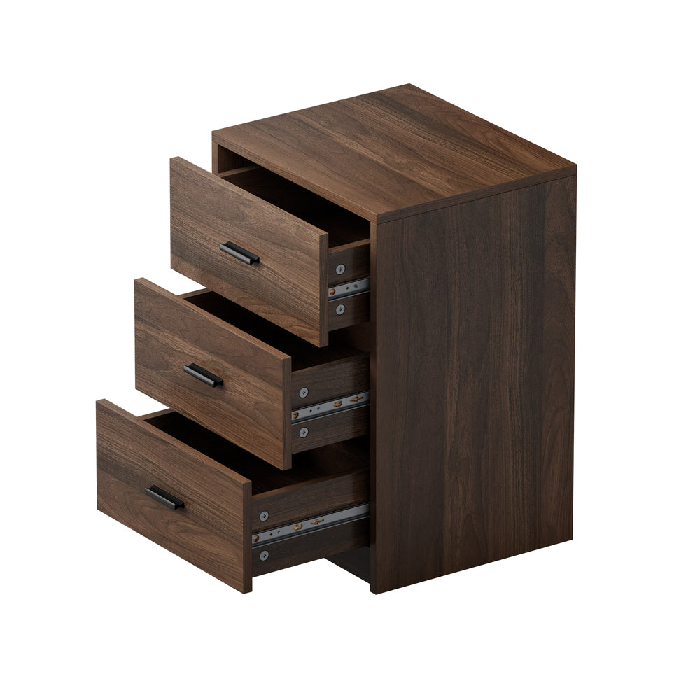 Set of 2 Bedside Table With 3 Drawers Bedroom Nightstand Storage Cabinet Natural/White/Walnut Wood
