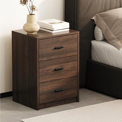 Set of 2 Bedside Table With 3 Drawers Bedroom Nightstand Storage Cabinet Natural/White/Walnut Wood