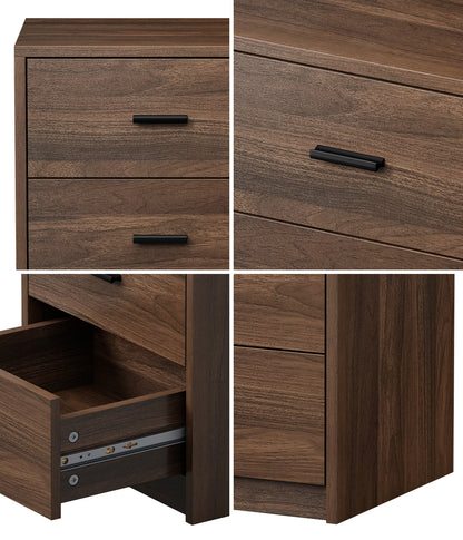 Set of 2 Bedside Table With 3 Drawers Bedroom Nightstand Storage Cabinet Natural/White/Walnut Wood