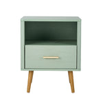 Bedside Table 1 Drawer Open Shelf Nightstand Green