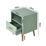 Bedside Table 1 Drawer Open Shelf Nightstand Green