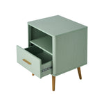 Bedside Table 1 Drawer Open Shelf Nightstand Green