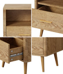 Bedside Table 1 Drawer Open Shelf Nightstand Green