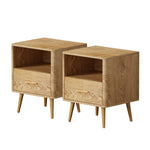 2x Bedside Table 1 Drawer Open Shelf Nightstand Green