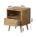 2x Bedside Table 1 Drawer Open Shelf Nightstand Green