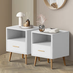 2x Bedside Table 1 Drawer Open Shelf Nightstand Green