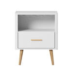 2x Bedside Table 1 Drawer Open Shelf Nightstand Green