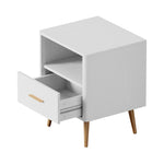 2x Bedside Table 1 Drawer Open Shelf Nightstand Green